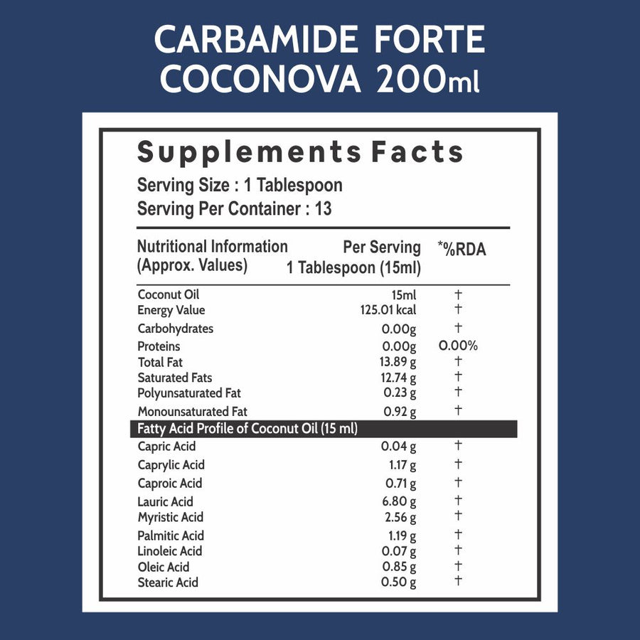 Carbamide Forte 100% Pure Extra Virgin Cold Pressed Coconut Oil for Skin, Hair Growth & Cooking – 200ml