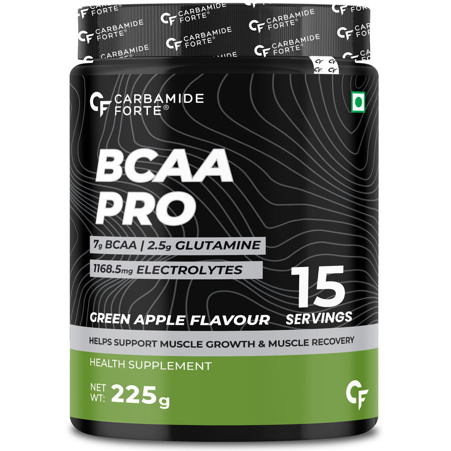 Carbamide Forte BCAA Powder 5000mg | BCAA Supplement For Women & Men Muscle Growth | BCAA Pre Workout & BCAA Intra Workout Supplement For Muscle Recovery | BCAA Orange Flavour - 210g Powder