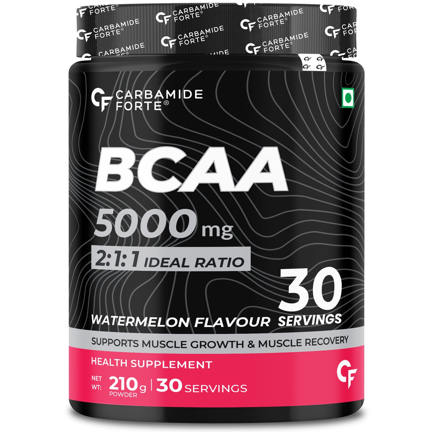 Carbamide Forte BCAA Powder 5000mg Watermelon Flavor | BCAA Supplement For Women & Men Muscle Growth | BCAA Pre Workout & BCAA Intra Workout Supplement For Muscle Recovery | BCAA Supplements For Men & Women 7g Serving with Ideal 2:1:1 Ratio