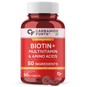 Carbamide Forte Biotin Tablets for Hair Growth | Biotin Supplement with 50 Multivitamin Ingredients for Women & Men | Hair Supplements for Women & Men | Hair Growth Tablets - 90