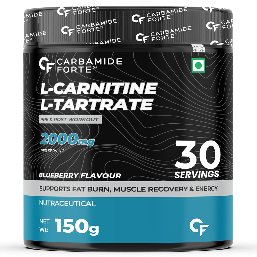 Carbamide Forte L Carnitine Powder for Men & Women | L-Carnitine L Tartrate 2000mg Supplement For Women & Men | L Carnitine Powder Pre Workout, Intra Workout & Post Workout Supplement | L Carnitine Supplement Blueberry Flavour - 150g