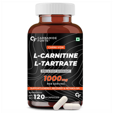 Carbamide Forte L Carnitine L Tartrate 1000mg Capsules for Men & Women | Pre Workout Supplement - 120 Veg Capsules