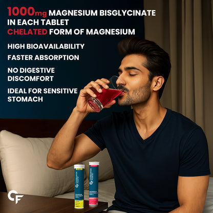 Carbamide Forte Magnesium Bisglycinate Effervescent Tablet 1000mg | Magnesium Glycinate Tablets | Supports Sleep, Muscle Cramp & Nerve Function - 2 X 20 Effervescent Tablets - Lemon & Mixed Berry Flavour