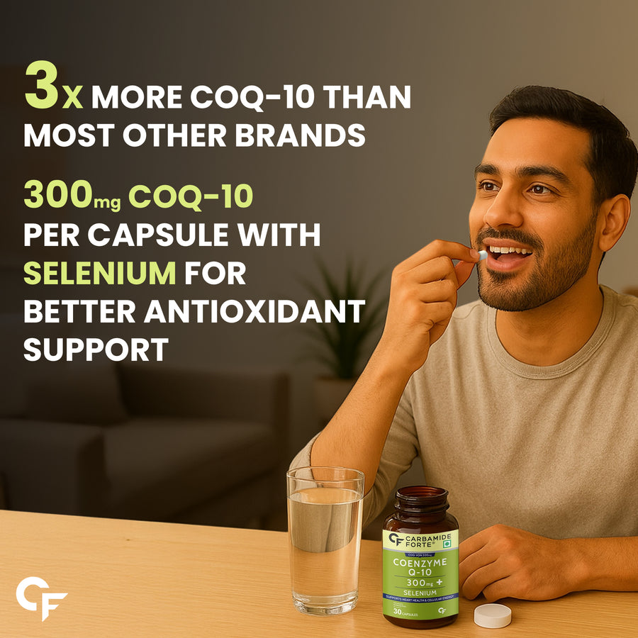 Carbamide Forte Coenzyme Q10 (CoQ10) 300mg with Selenium 40mcg | Supports Heart Health and Vascular Health | 100% Vegetarian – 30 Capsules