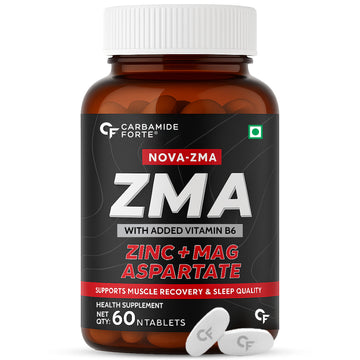 Carbamide Forte ZMA and Zinc Supplement for Men | Zinc and Magnesium Supplements with Vitamin B6 | Zinc tablets May Support Muscle Recovery and Sleep Quality | 60 Tablets