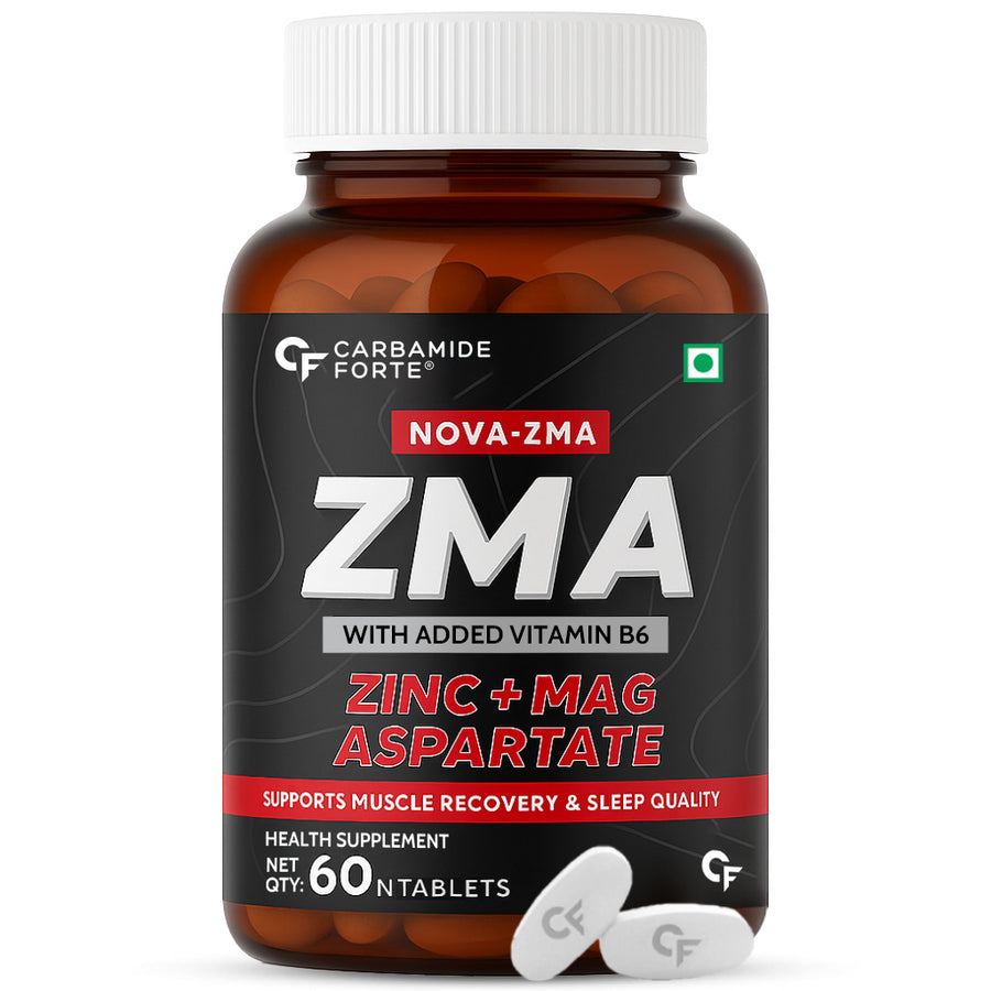 Carbamide Forte ZMA and Zinc Supplement for Men | Zinc and Magnesium Supplements with Vitamin B6 | Zinc tablets May Support Muscle Recovery and Sleep Quality | 60 Tablets