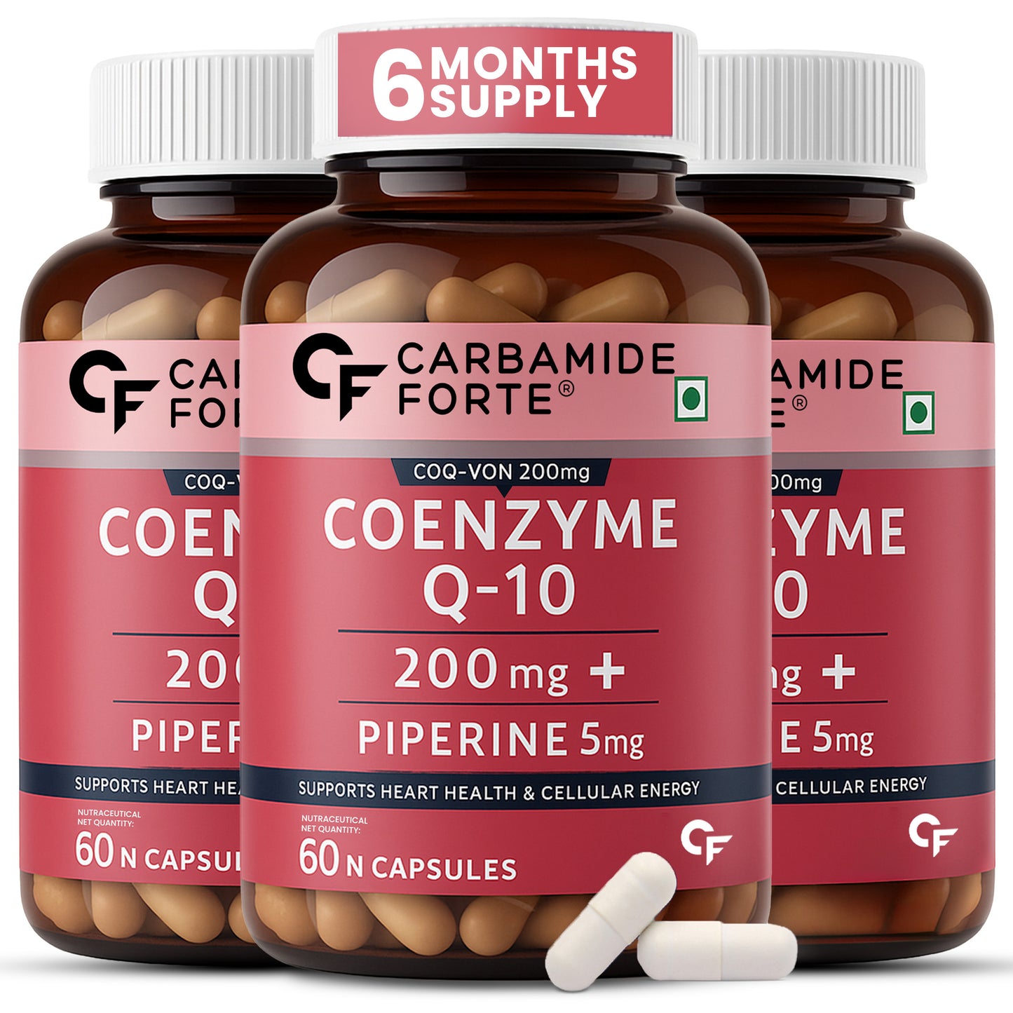 Coenzyme Q10 (CoQ10) 200 mg with Piperine 5 mg | 60 Capsules