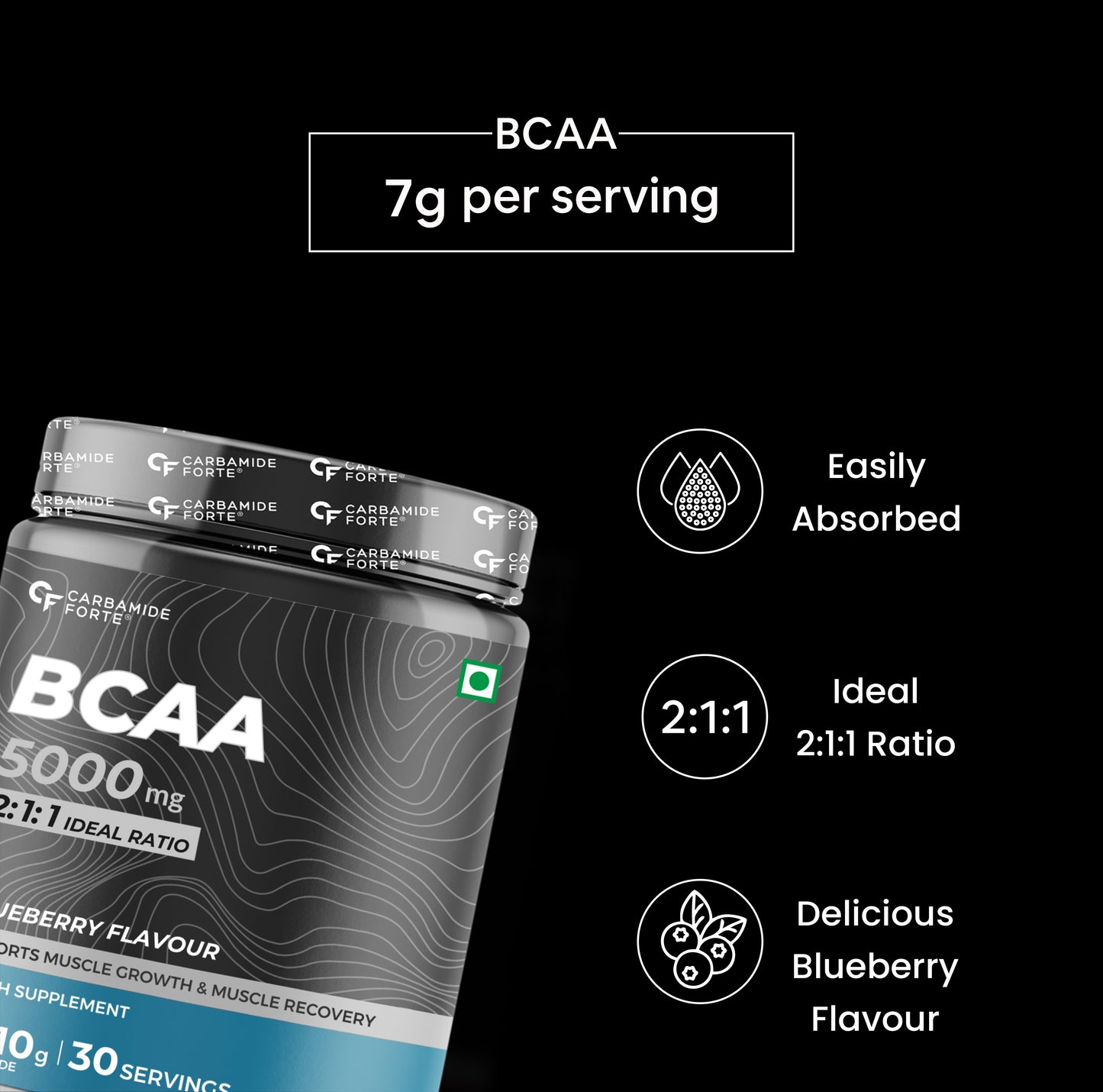 BCAA Powder 5000 mg – 2:1:1 Ratio for Muscle Recovery & Growth