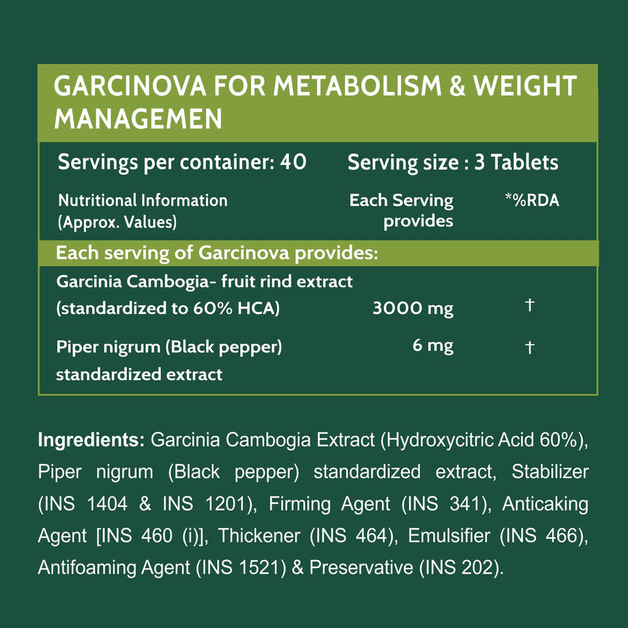 CF Garcinia Cambogia 3000mg 60% HCA & 6mg Piperine Per Serving | Weight Loss Supplement- 120 Veg Tablets