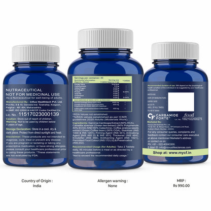 Carbamide Forte Keto Fat Burner Tablets with Garcinia Cambogia for Women and Men 2100mg with Green Coffee Bean Extract & Green Tea Extract - 60 Veg Tablets