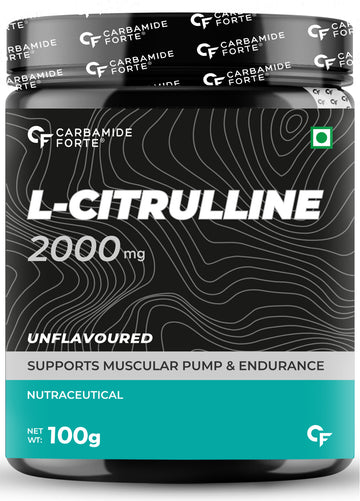 Carbamide Forte L Citrulline Powder 2000mg | Boosts Nitric Oxide, Pre Workout Supplements for Men & Women - Unflavoured - 50 SERVINGS - 100g