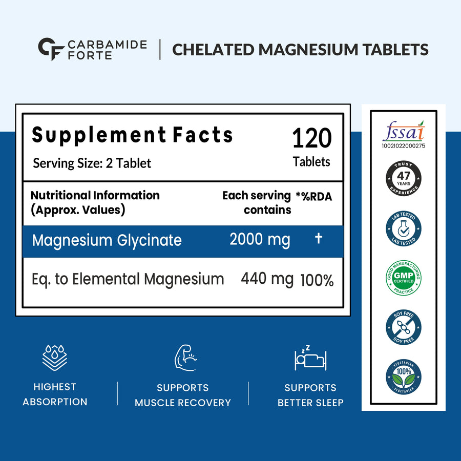 CF Chelated Magnesium Glycinate 2000mg Per Serving Supplement - 120 Veg Tablets