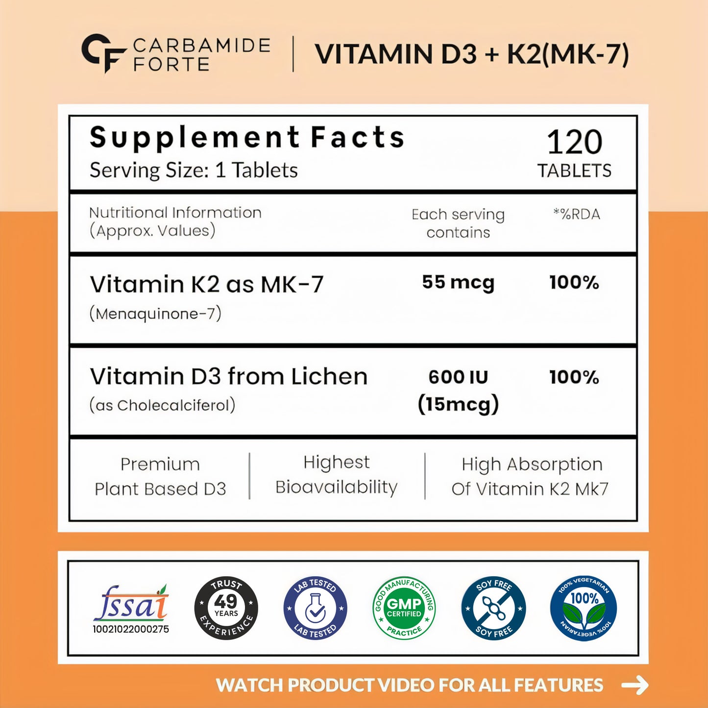 Vitamin D3 + K2 Supplement – For Strong Bones & Heart Wellness