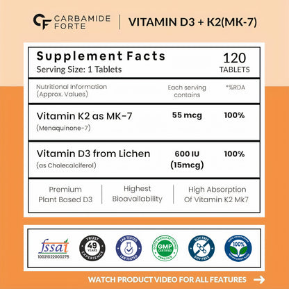 Vitamin D3 + K2 Supplement – For Strong Bones & Heart Wellness