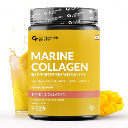 Carbamide Forte Marine Collagen Powder Supplement - for Skin Fish Collagen Powder for Women & Men - 200g Powder - Green Apple Flavour