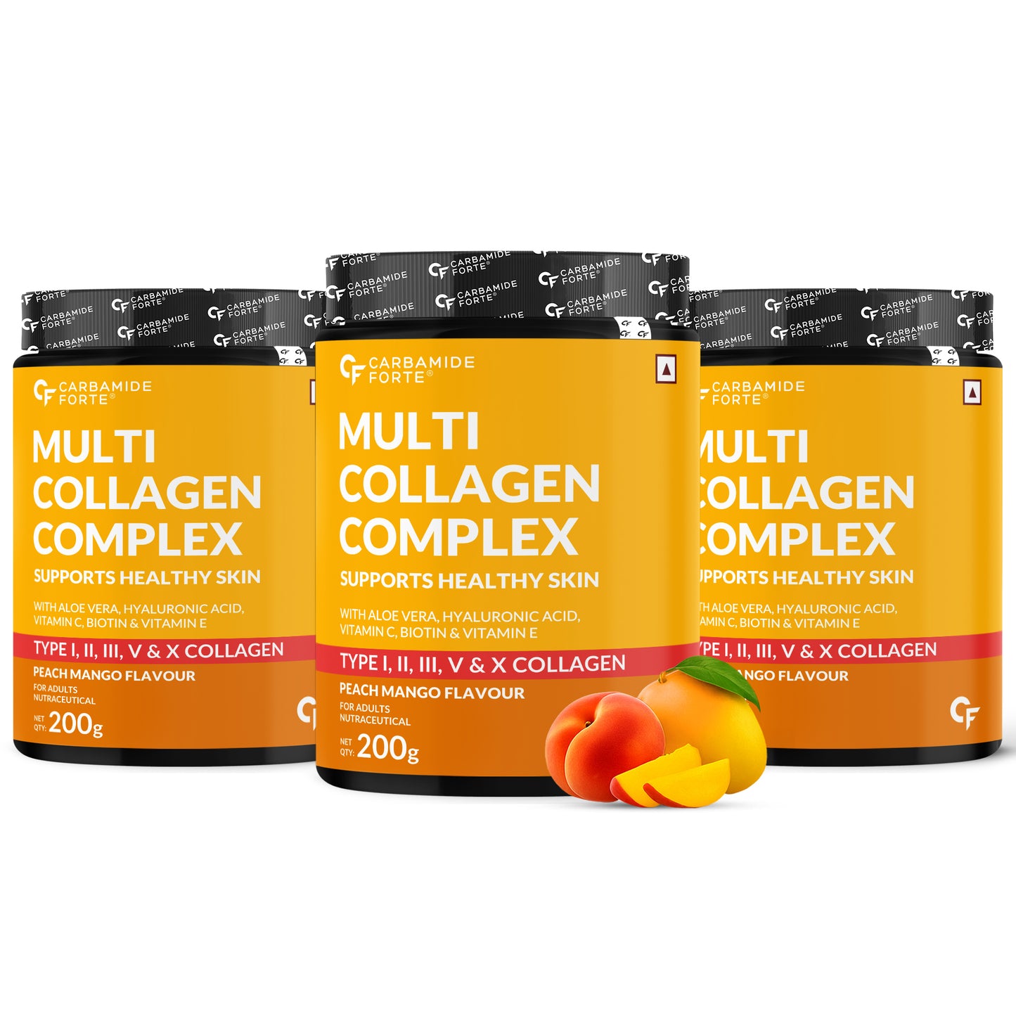 Multi Collagen Powder with 5 Types of Collagen Peptides (Type I, II, III, V, X) | Peach Mango Flavour