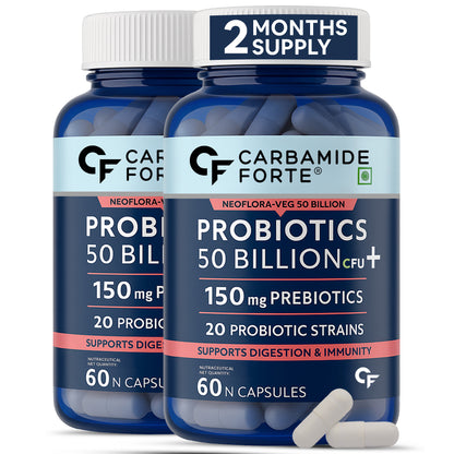 Probiotics + Prebiotics Blend Supplement | 50 Billion CFU & Gut health Support