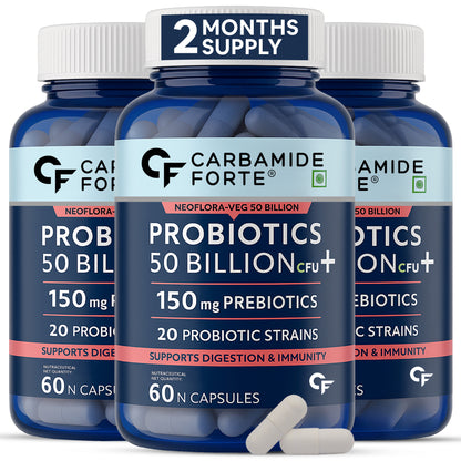 Probiotics + Prebiotics Blend Supplement | 50 Billion CFU & Gut health Support