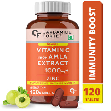 Carbamide Forte Natural Vitamin C Amla Extract With Zinc For Immunity & Skincare - 120 Veg Tablets