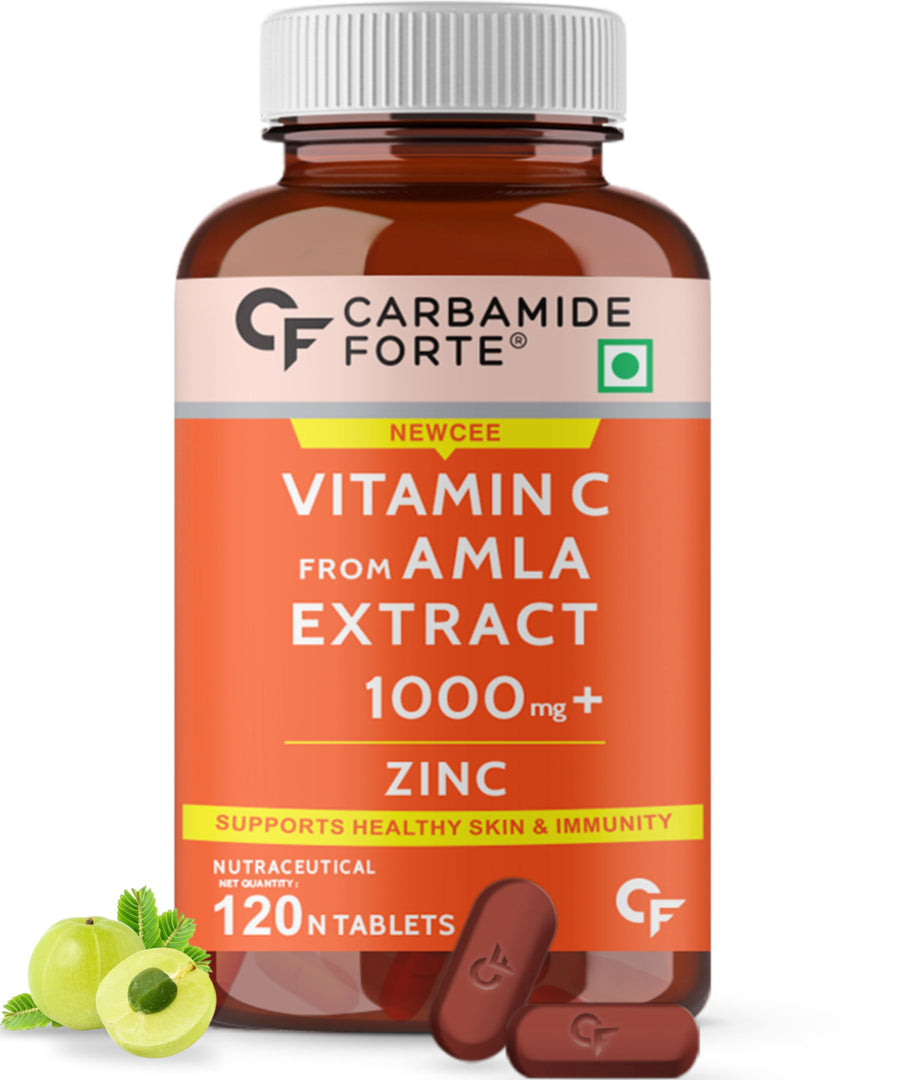 Carbamide Forte Natural Vitamin C Amla Extract With Zinc For Immunity & Skincare - 120 Veg Tablets