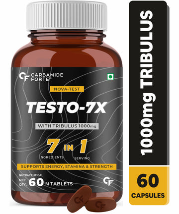 Carbamide Forte Testosterone Supplement for Men with Tribulus 1000mg, Ashwagandha, L-Citrulline & Kaunch Beej – 60 Veg Tablets