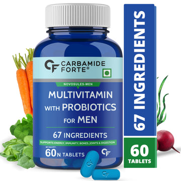 Carbamide Forte Multivitamin for Men(60 Veg Tablets), Immunity & Energy with 67 Ingredients |Multi Vitamins, Minerals, Probiotics, Superfoods, Fruits & Vegetable Blend