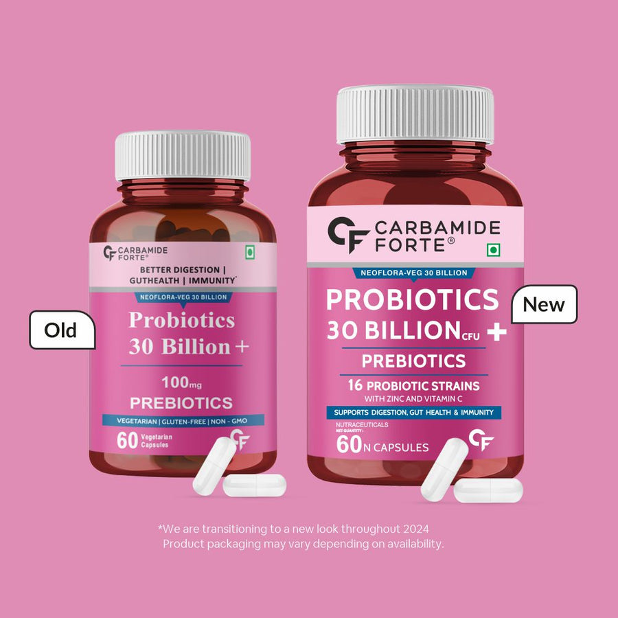 Carbamide Forte Probiotics Supplement 30 Billion for Women & Men - 60 Veg Capsules