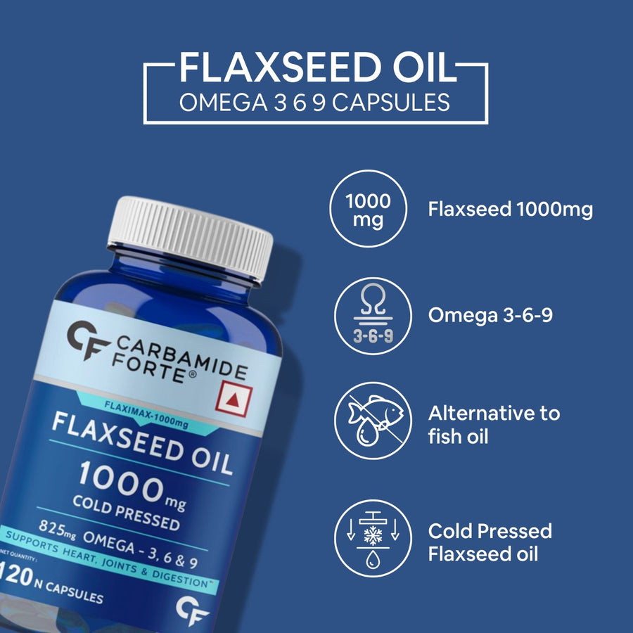 CF Cold Pressed Organic Flaxseed Oil 1000mg Supplement, Omega 3 6 9 – 120 Capsules