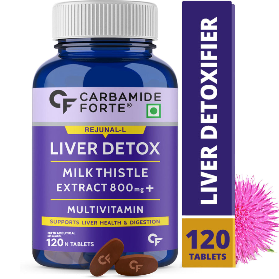 Carbamide Forte Liver Support Supplement with Milk Thistle Extract 800mg (30:1), Multivitamins & Amino Acid | Liver Detox Silymarin Supplement –120 Veg Tablets