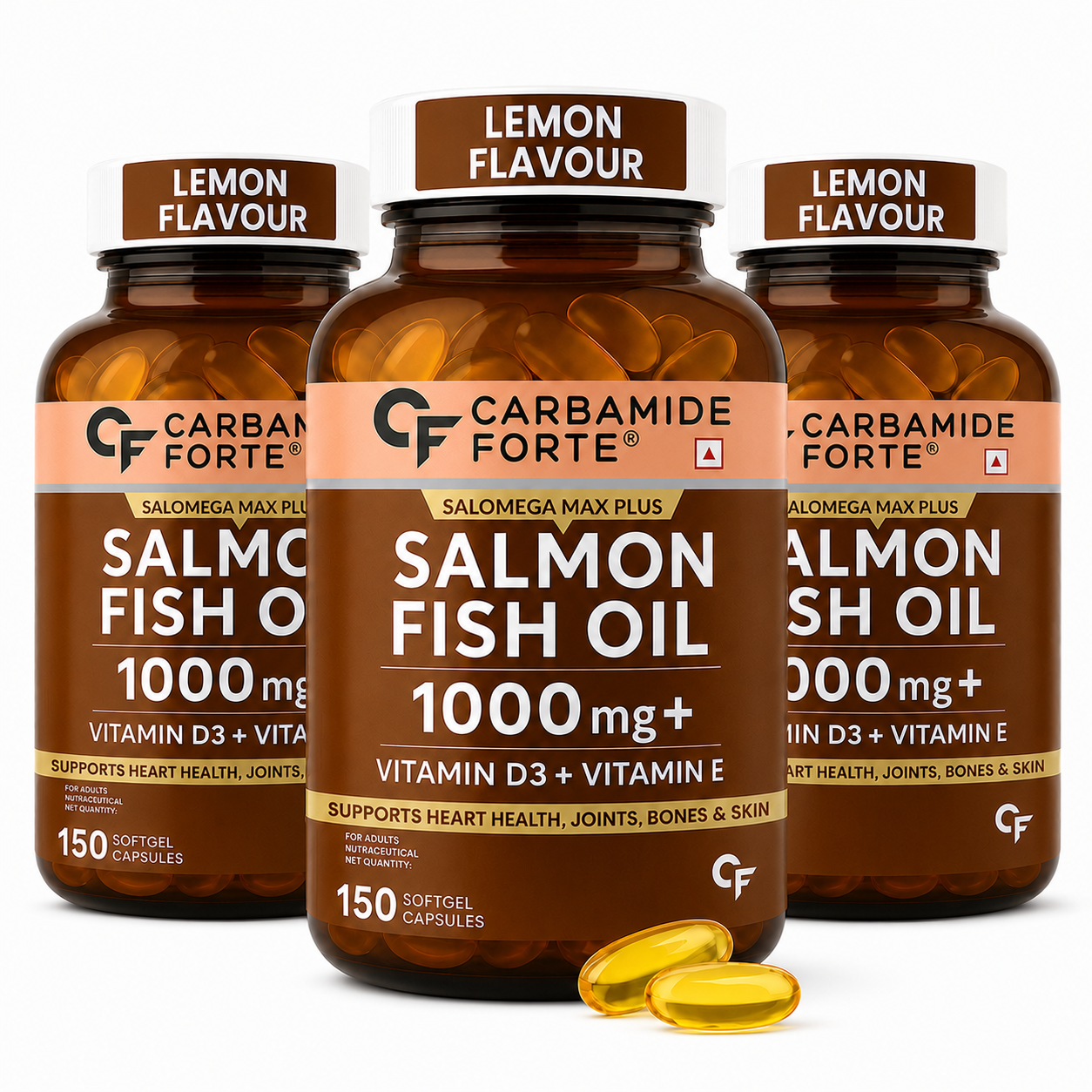 Omega 3 Fish Oil 1000mg with Vitamin D & E – Salmon Fish Oil Softgels (150 Softgels)