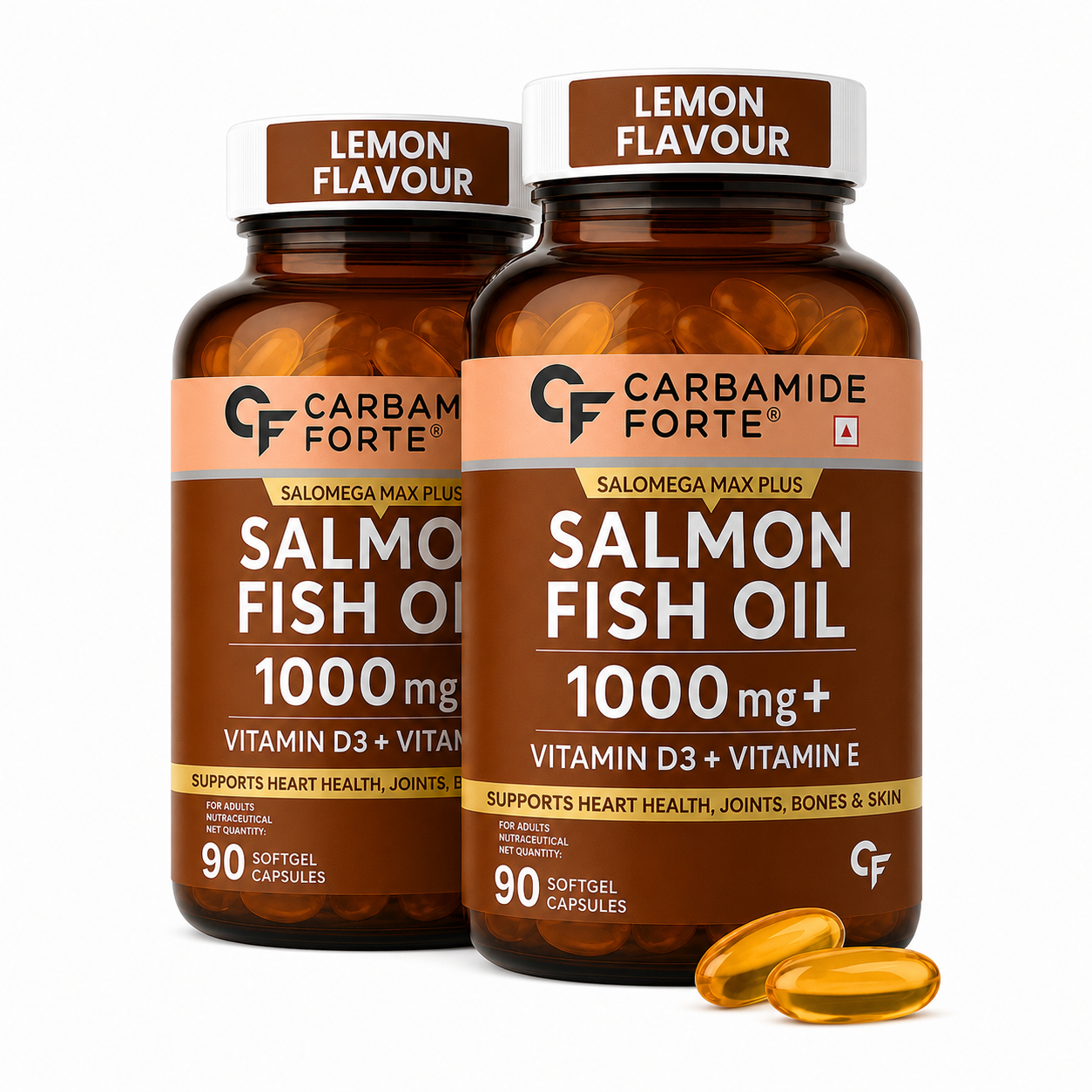 Omega 3 Fish Oil 1000mg with Vitamin D & E – Salmon Fish Oil Softgels (90 Softgels)