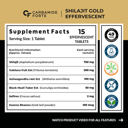 Shilajit Gold Effervescent Tablets 750 mg | 15 Tablets
