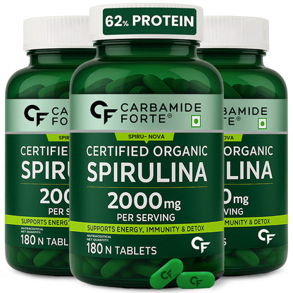 100% Organic Spirulina Tablets | 2000 mg Per Serving | 180 Veg Tablets