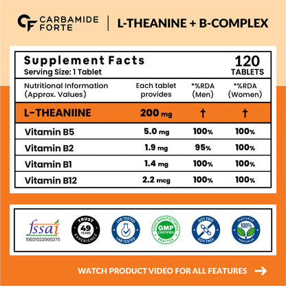 L-Theanine 200mg Tablets for Relaxation, Focus & Stress Balance – 120 Tablets