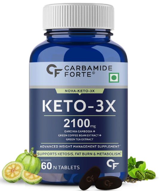 Carbamide Forte Keto Fat Burner Tablets with Garcinia Cambogia for Women and Men 2100mg with Green Coffee Bean Extract & Green Tea Extract - 60 Veg Tablets