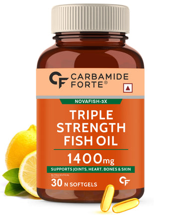 Carbamide Forte Triple Strength Omega 3 Fish Oil 1400mg with Multivitamin Capsule for Men & Women - 30 Capsules