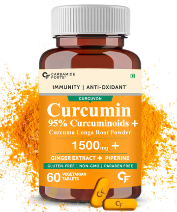 Carbamide Forte Curcumin with Piperine Tablets with 95% Curcuminoids | Immunity Boosters Tablet for Adults with Curcuma Longa, Turmeric Powder & Ginger – 60 Veg Tablets