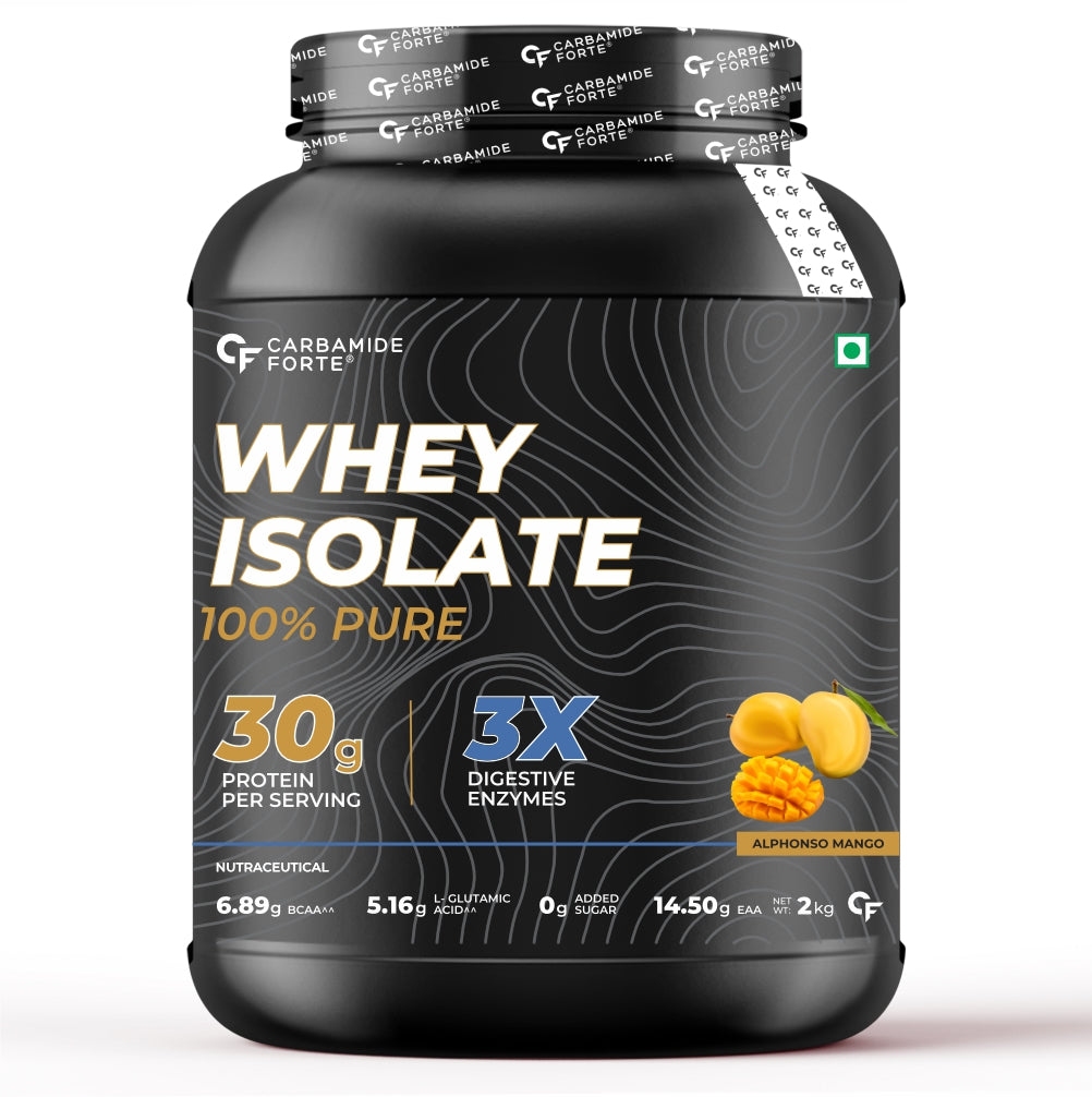 Carbamide Forte Whey Isolate Protein Powder - With Added Multivitamin & Minerals - Alphonso Mango - 2Kg