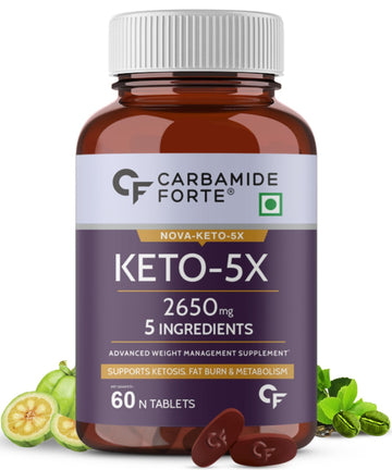 Carbamide Forte Keto Fat Burner & Natural Weight Loss Supplement For Women And Men 2650.05mg with Garcinia Cambogia & 4 more Ingredients - 60 Veg Tablets