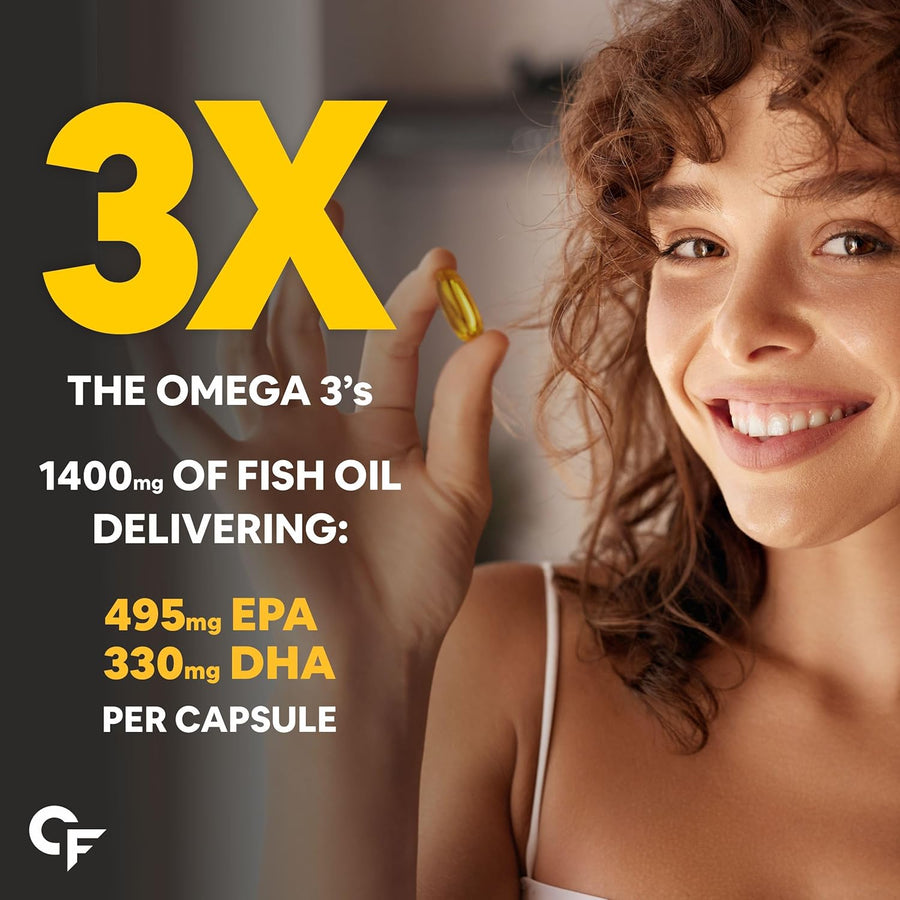 Carbamide Forte Triple Strength Omega 3 Fish Oil Capsules | Omega 3 supplement with Omega 3 Fatty Acid , EPA 180 mg & DHA 120 mg | Fish Oil Omega 3 for Heart, Joints, Bones & Skin | 90 Omega 3 Capsules