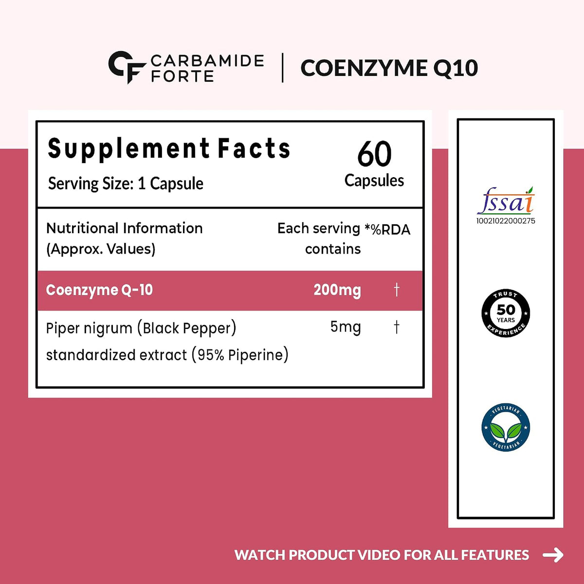 Coenzyme Q10 (CoQ10) 200 mg with Selenium 5 mg | 60 Capsules