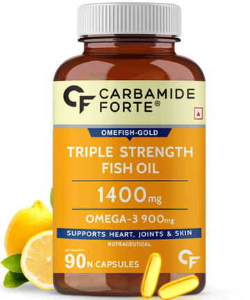 Carbamide Forte Triple Strength Fish Oil 1400mg with Omega 3 900mg - 90 Softgel Capsules for Men & Women