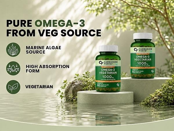 Veg Omega‑3 1000 mg with Algal DHA (Plant‑Based) | 60 Liquid Filled Capsules