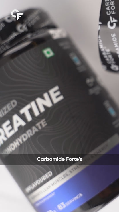 Carbamide Forte Monohydrate Creatine Powder | Micronized Monohydrate 250gm | Creatine Supplement for Lean Muscle Volumization, Strength & Energy - Unflavoured - 83 Servings - 250g