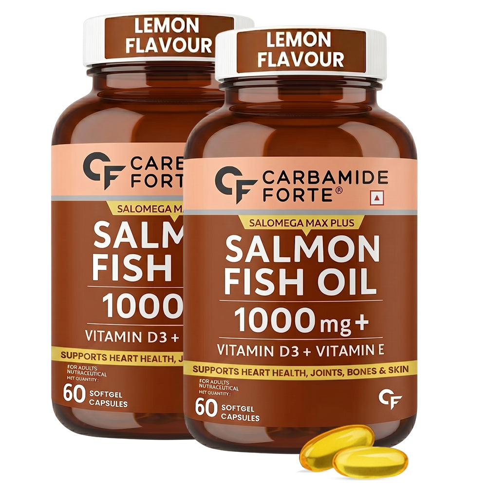 Omega 3 Fish Oil 1000mg with Vitamin D & E – Salmon Fish Oil Softgels (60 Softgels)