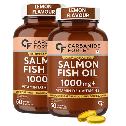 Omega 3 Fish Oil 1000mg with Vitamin D & E – Salmon Fish Oil Softgels (60 Softgels)