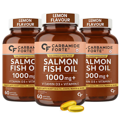 Omega 3 Fish Oil 1000mg with Vitamin D & E – Salmon Fish Oil Softgels (60 Softgels)