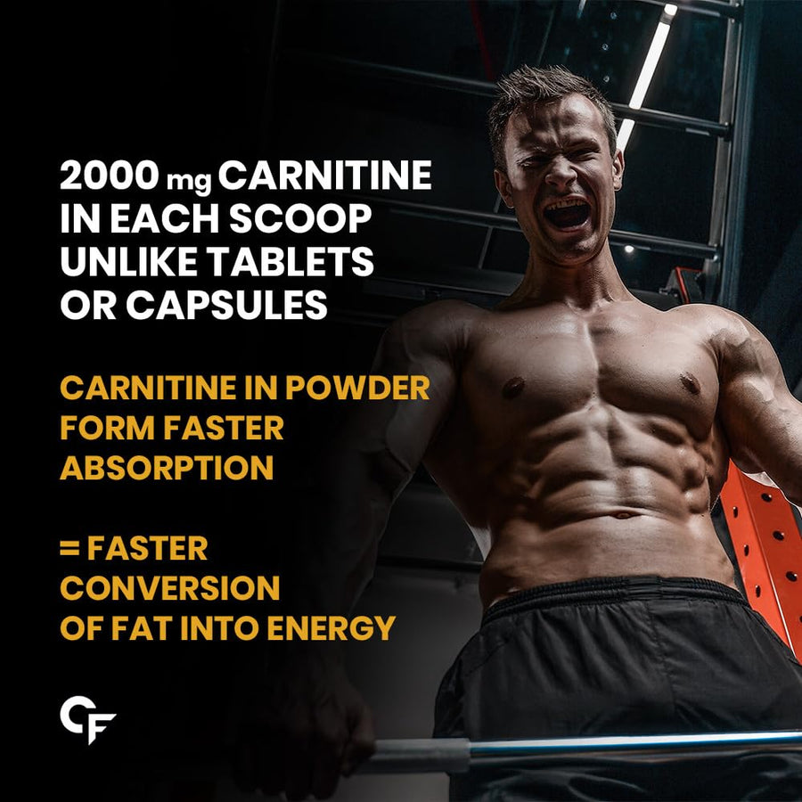 Carbamide Forte L Carnitine Powder for Men & Women | L-Carnitine L Tartrate 2000mg Supplement For Women & Men | L Carnitine Powder Pre Workout, Intra Workout & Post Workout Supplement | L Carnitine Supplement Mango Flavour - 150g