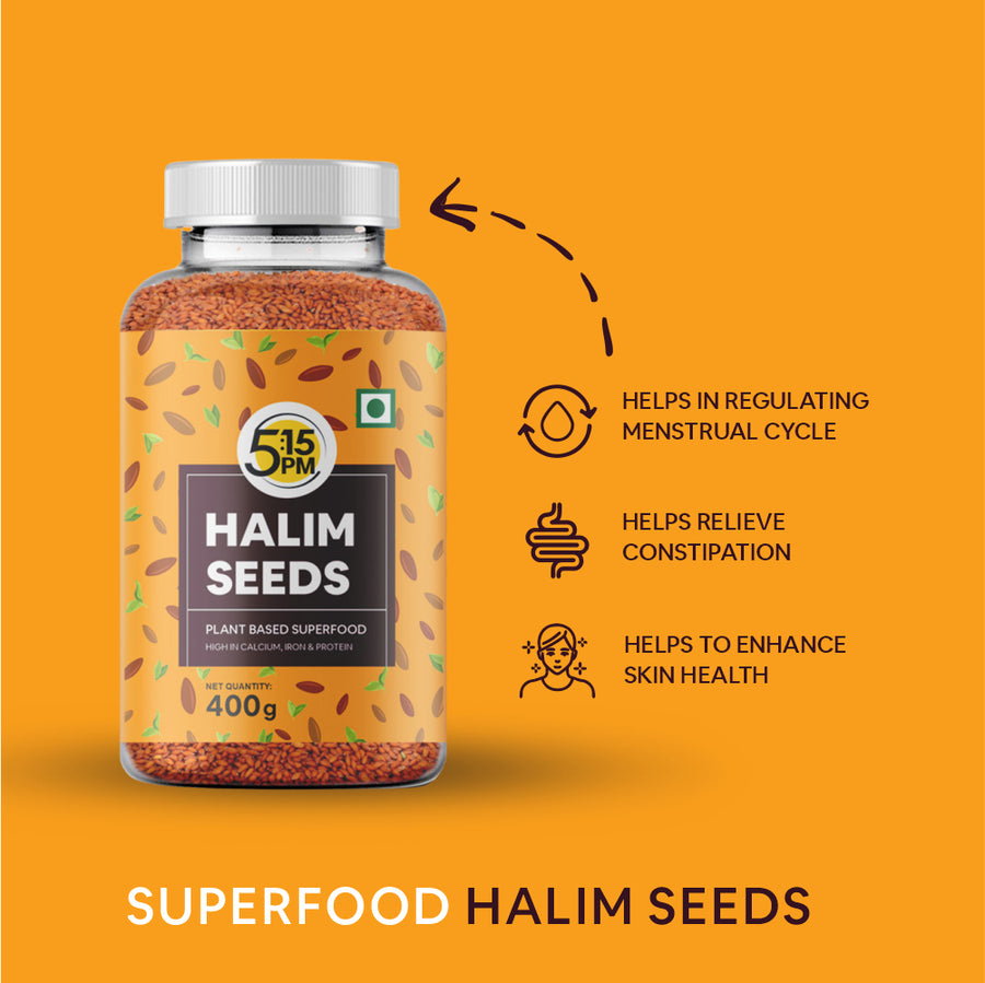 5:15PM Organic Flaxseeds & Halim Seeds Combo - Raw & Unroasted Flax Seeds(500g) & Halim Seeds for Eating(400g)