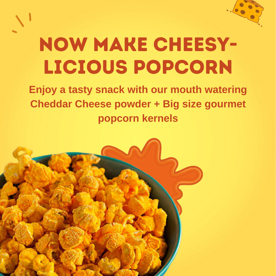 5:15PM Popcorn Kernels & Cheddar Cheese Powder Combo – Big Size Pop Corn Kernels Imported from USA (400g) & Cheese Seasoning Powder for Popcorn (100g)